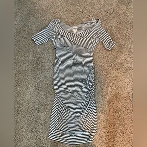 Chic Striped Short Sleeve Maternity Dress